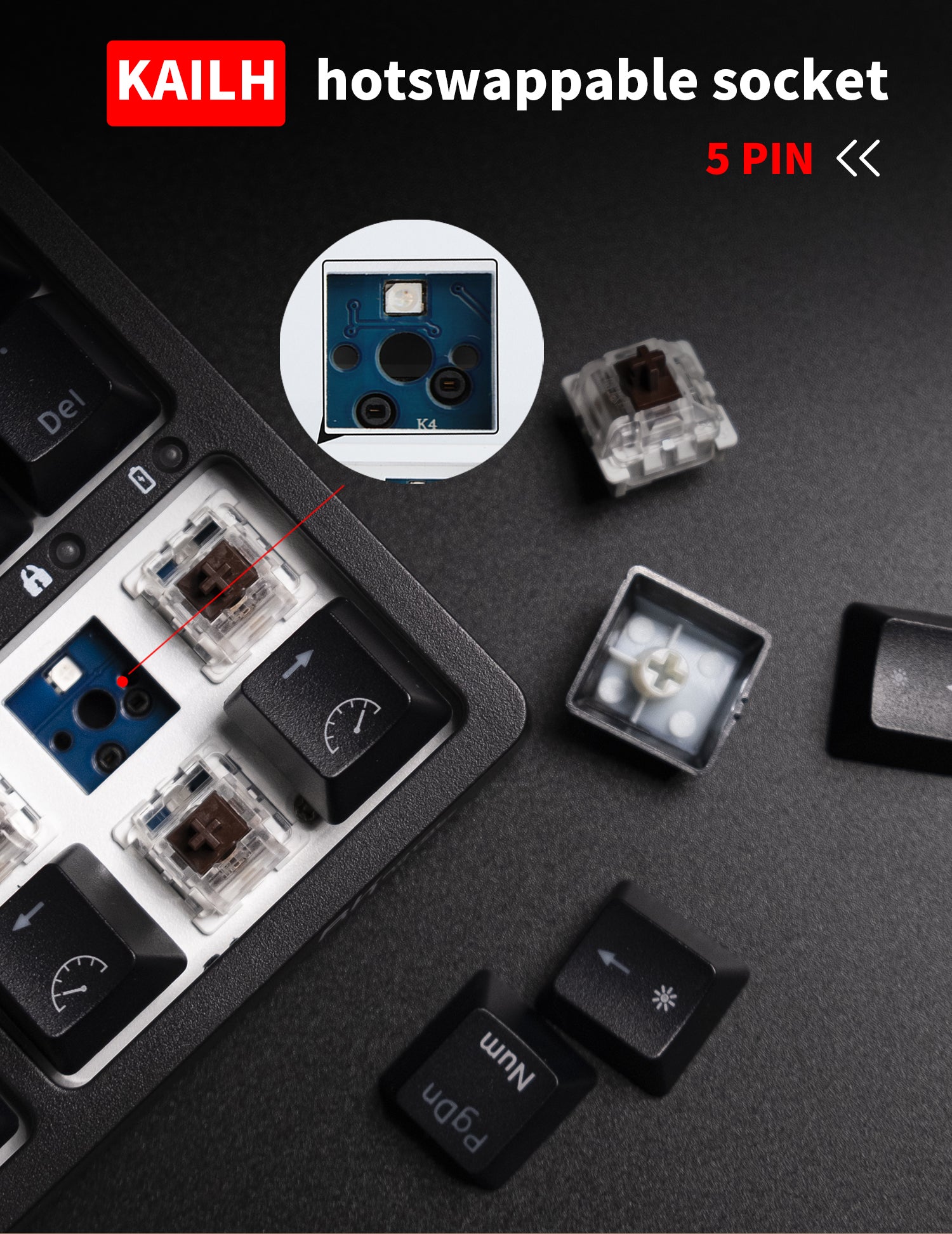 ROYAL KLUDGE RK84 Wireless Hot Swap Black 65% Mechanical Keyboard, Blue Switch 6