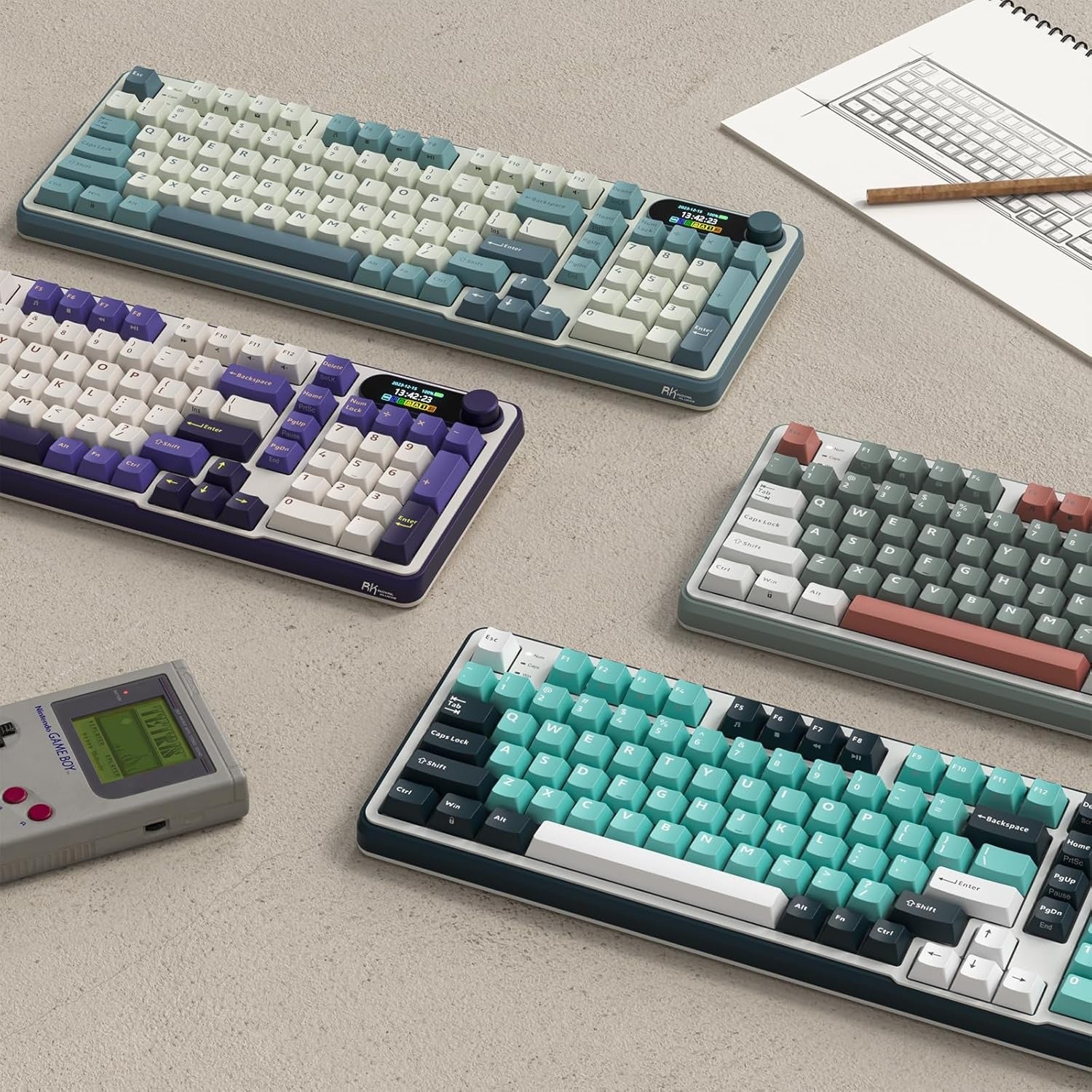RK ROYAL KLUDGE S98 Mechanical Keyboard w/Smart Display & Knob, Top Mount 96% Wireless Mechanical Keyboard BT/2.4G/USB-C, Hot Swappable, Pale Green Switch 98 Keys 9