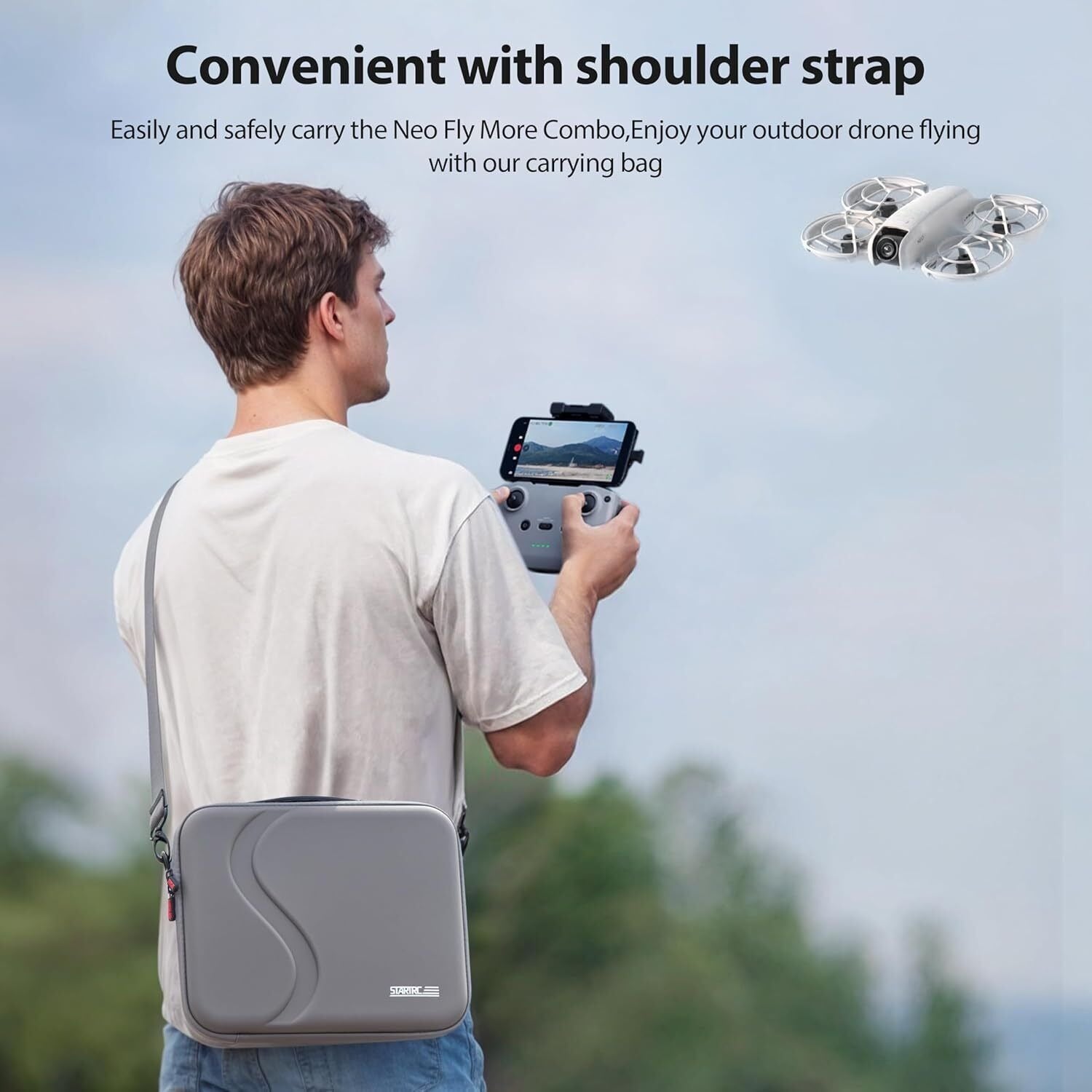 STARTRC Carrying Case for DJI Neo Portable PU Storage Protective Bag for DJI Neo Fly More Combo Accessories, Compatible with RC-N3 Remote Controller, Neo Intelligent Flight Battery, Charging Hub 3