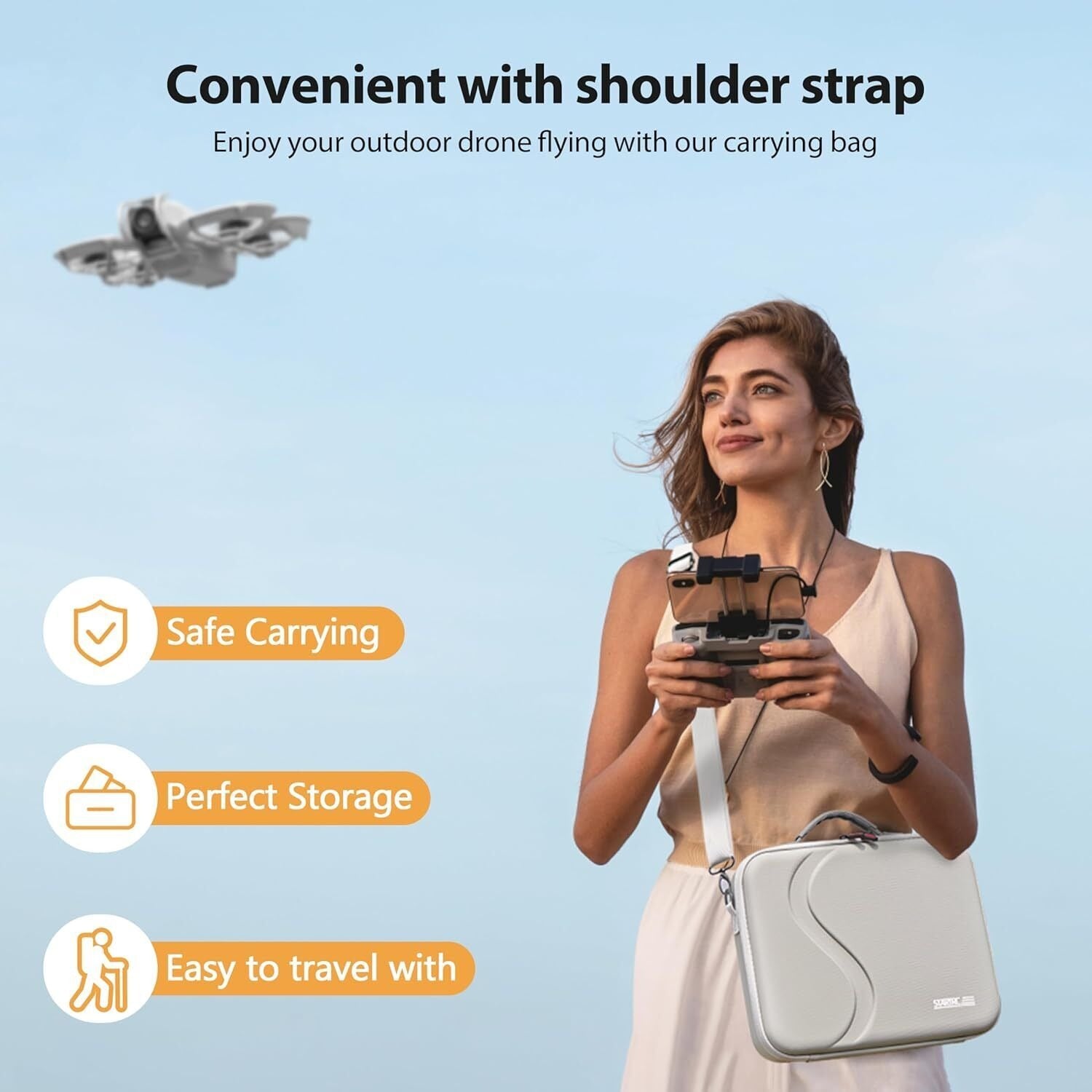 STARTRC Carrying Case for DJI Neo Portable PU Storage Protective Bag for DJI Neo Fly More Combo Accessories, Compatible with RC-N3 Remote Controller, Neo Intelligent Flight Battery, Charging Hub 4