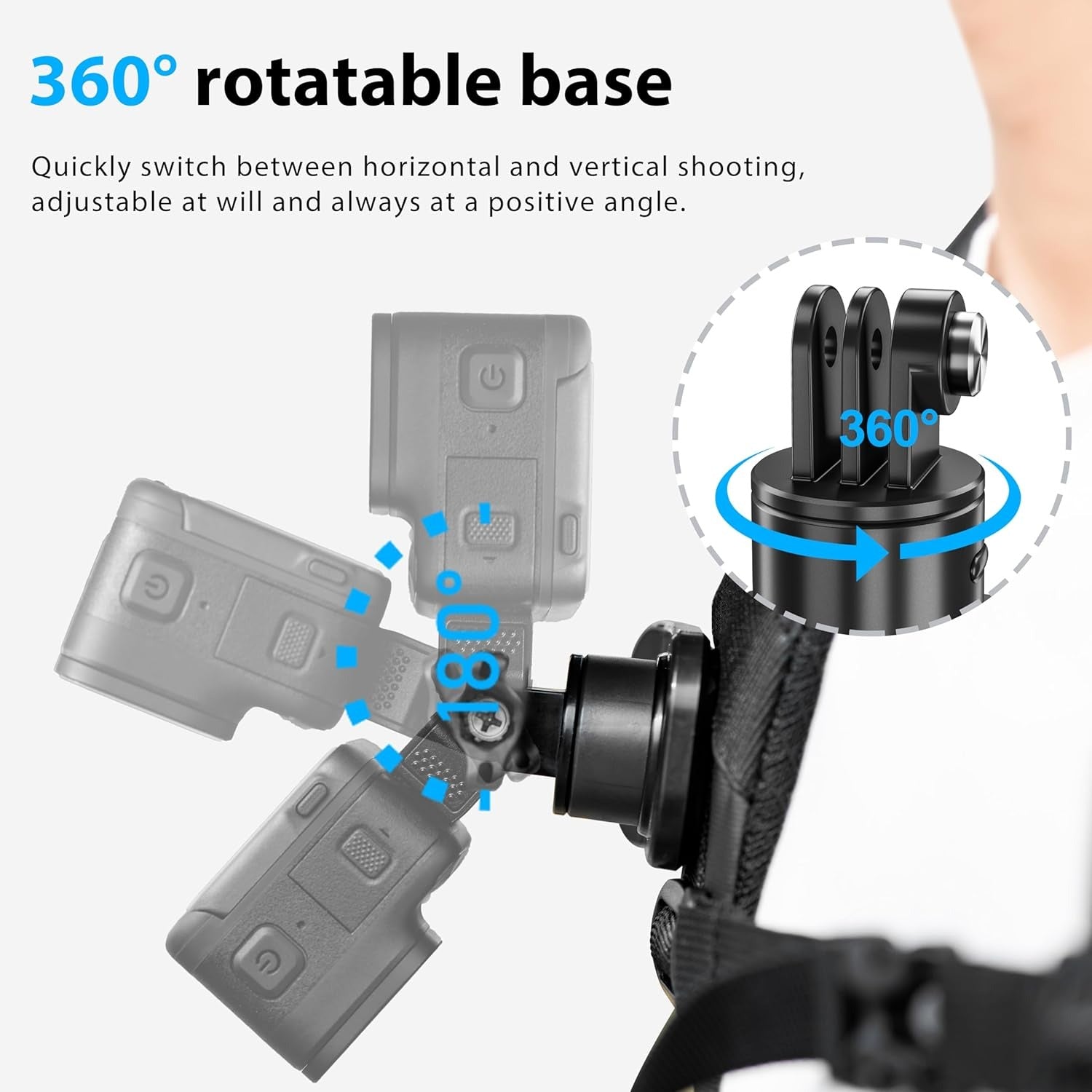 STARTRC OSMO Pocket 3 360° Rotation Backpack Clip Mount Shoulder Strap Accessories for DJI Pocket 3/OSMO Pockt/Action Cameras, Black 4