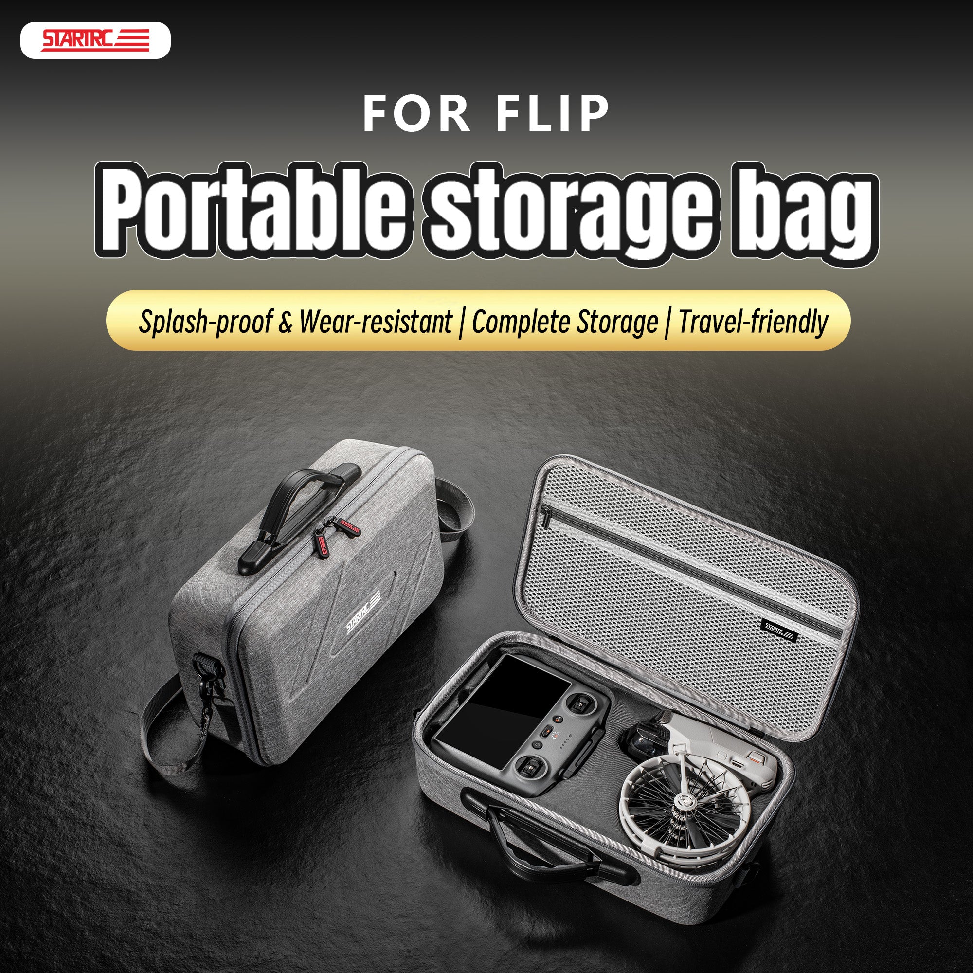 STARTRC Flip Drone Case for DJI Flip Fly More Combo,Portable PU Leather Shoulder Bag Can Organizes RC2/RC-N3 Remote, 7 Original Batteries, Charging Hub, 65W Charger, Flip Drone and Other Accessories 3