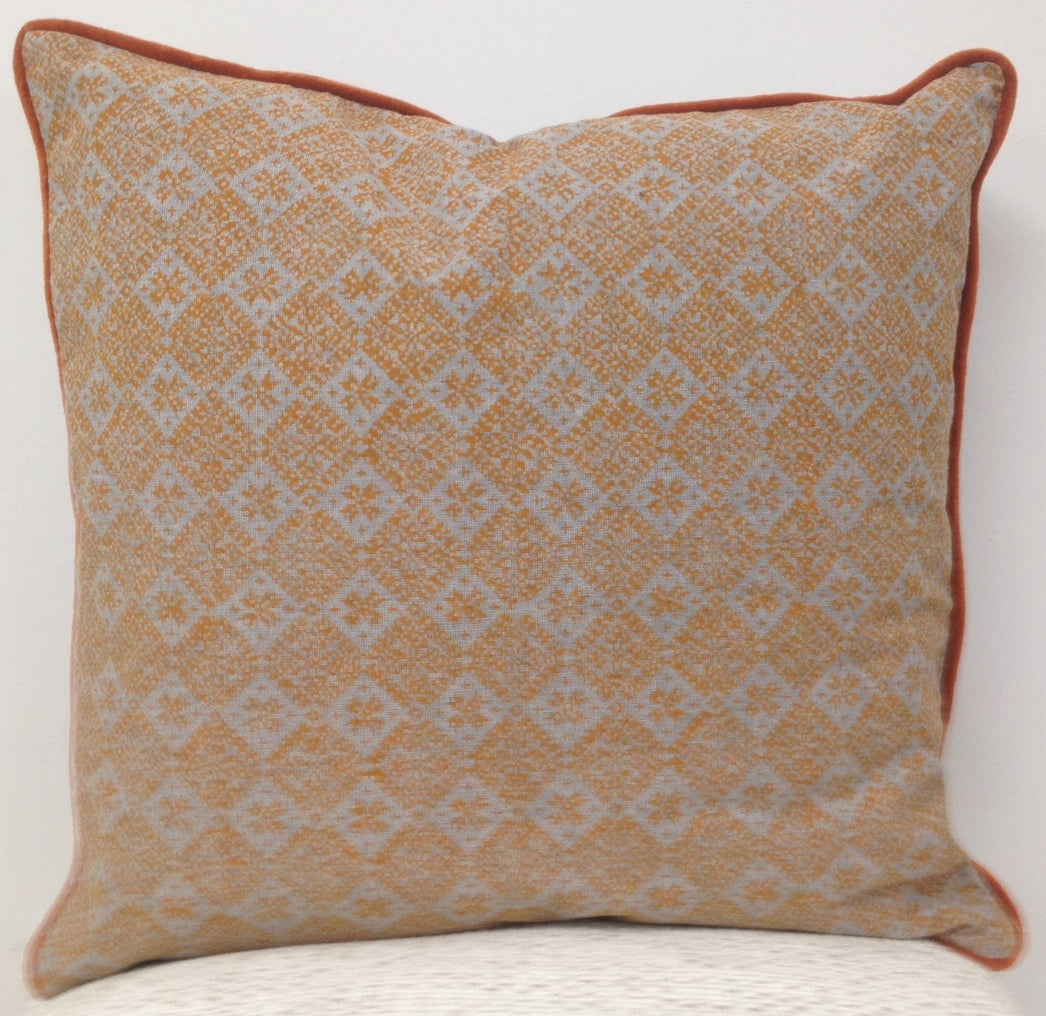 Pack of 4 Azuk Orange & Grey Cushion Covers 50cm x 50cm 3