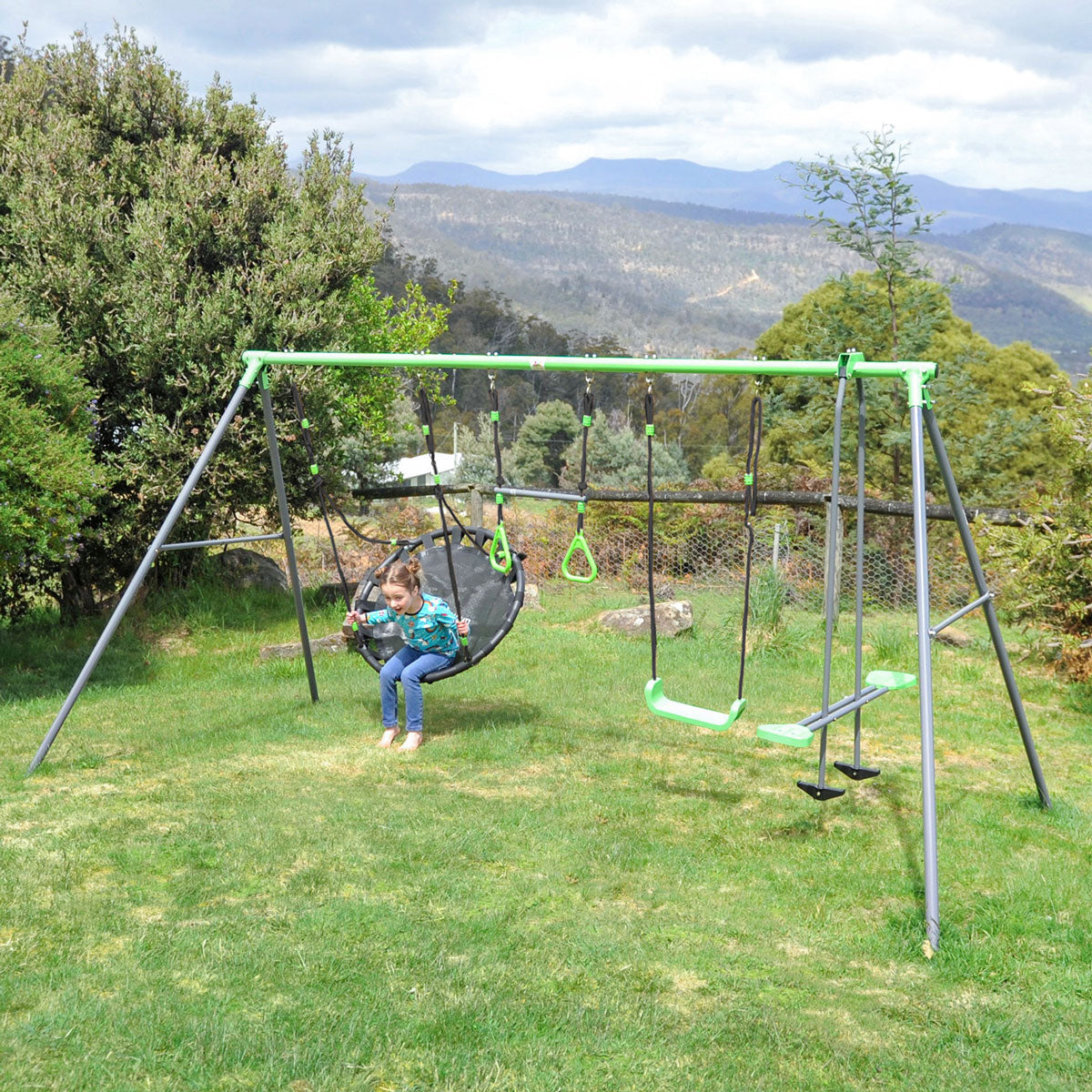 Lifespan Kids Lynx 4 Station Swing Set with Slippery Slide 10
