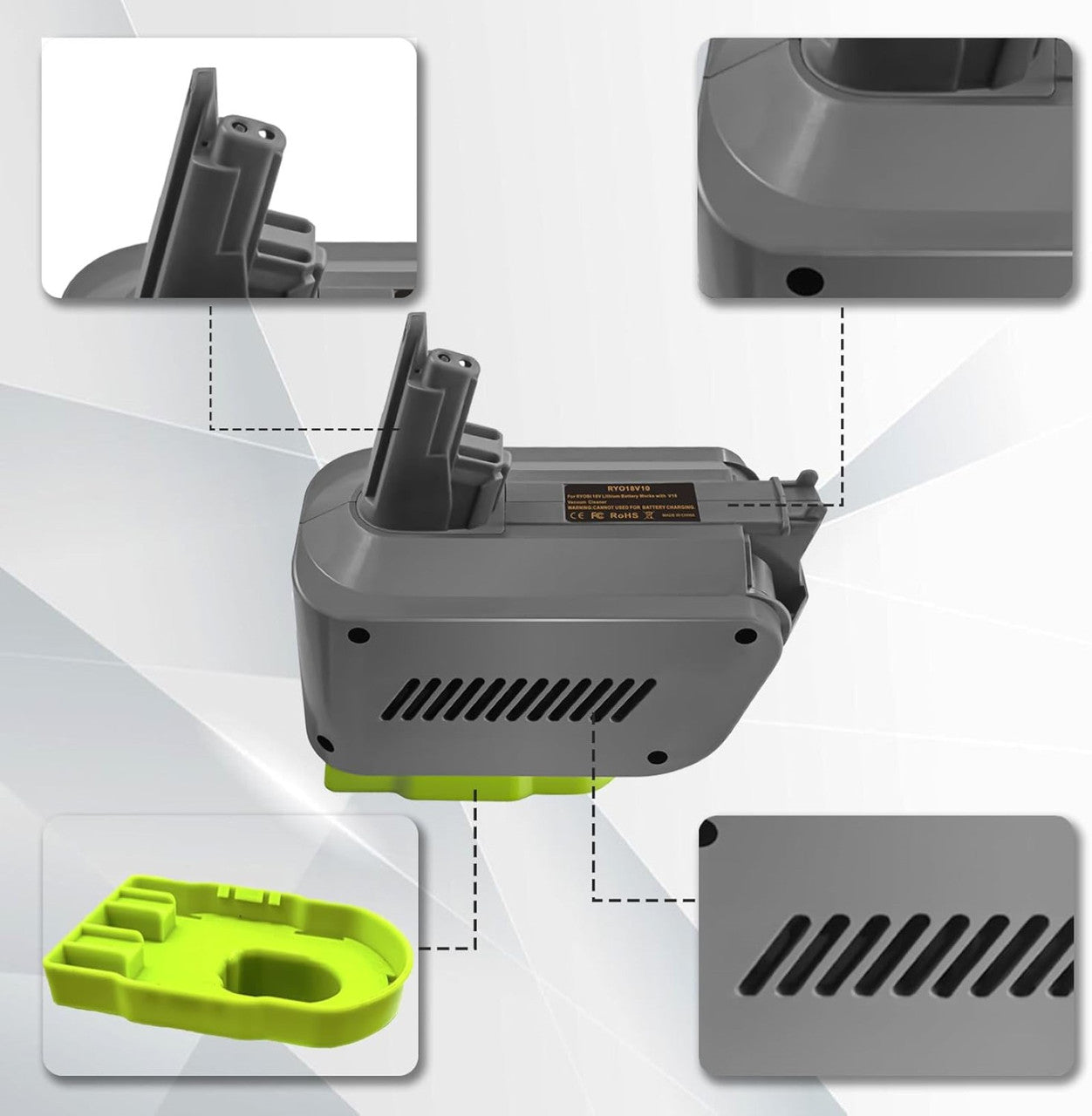 Hygieia Ryobi Converter - Ryobi ONE+ 18V To Dyson V10 Battery Converter / Adapter 3
