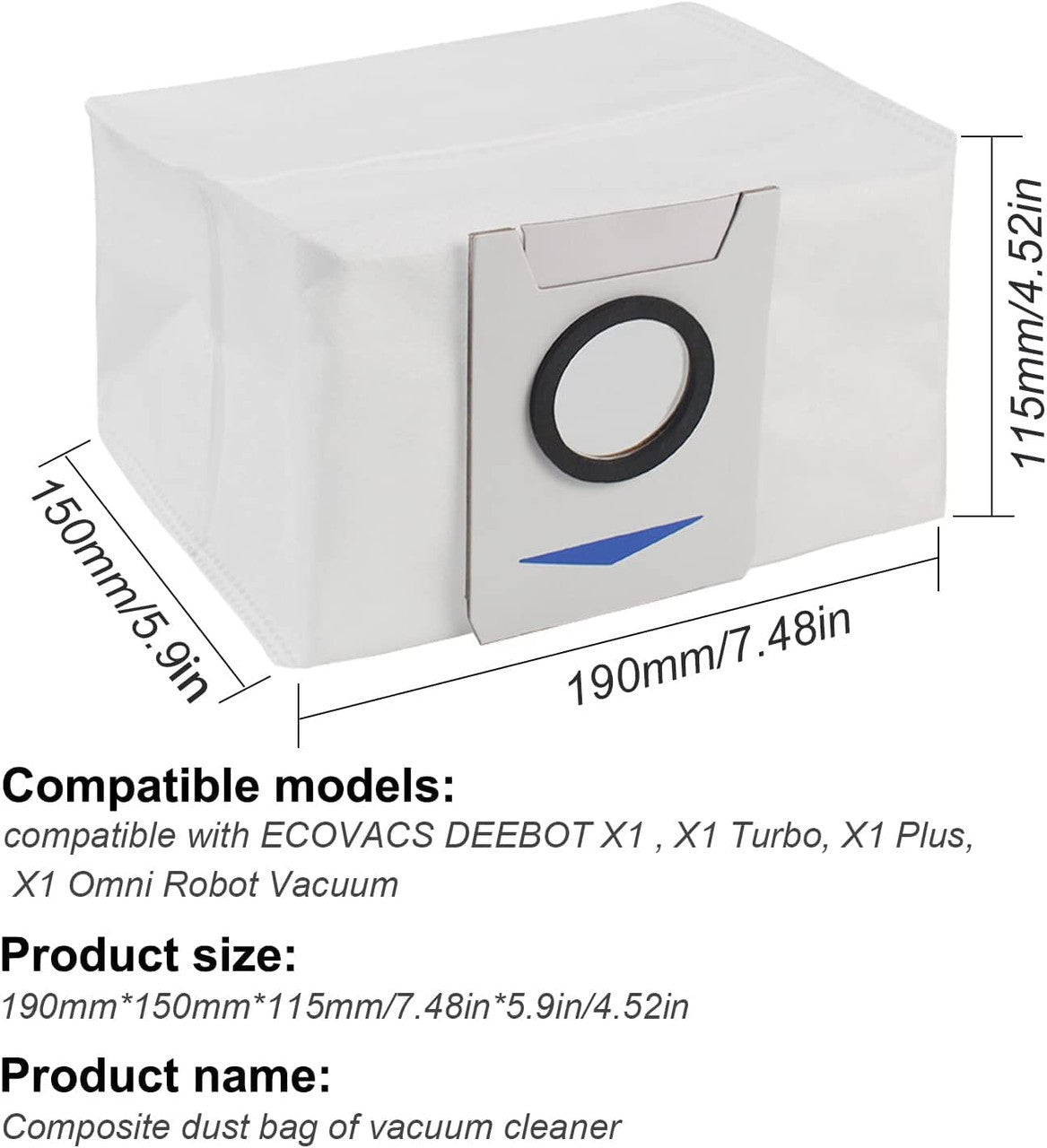 12 X Auto Empty Station Dust Bags For Ecovacs Deebot X1 Omni Series Robots 4