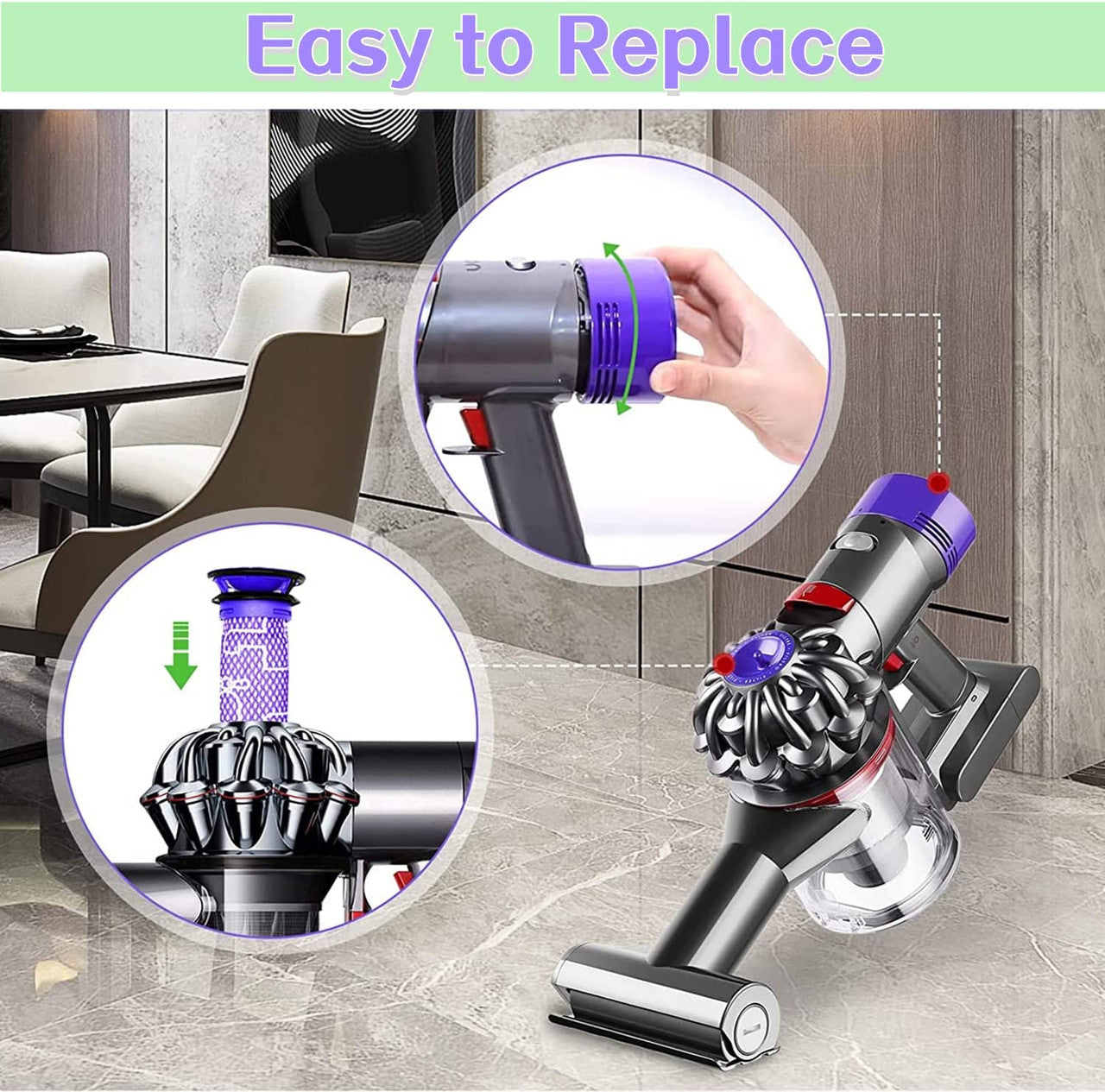 3 X Filter Kits for DYSON V7 (SV11, SV37) & V8 (SV10, SV25) Vacuum Cleaners 6