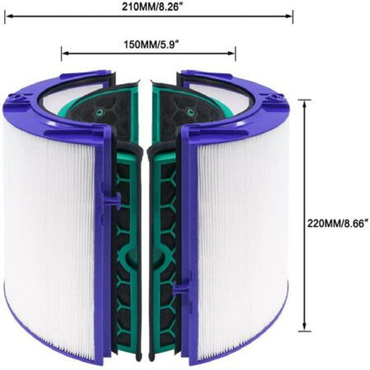 Glass HEPA + Inner Carbon Filter for Dyson Pure Cool Air Purifier 9