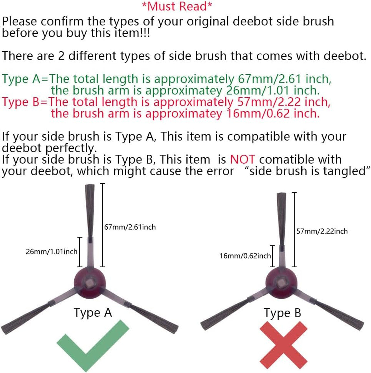Side Brush Value Pack For Ecovacs Deebot 700/750/920/950/T5/N8/T8/T9/NEO/X1/T20 5