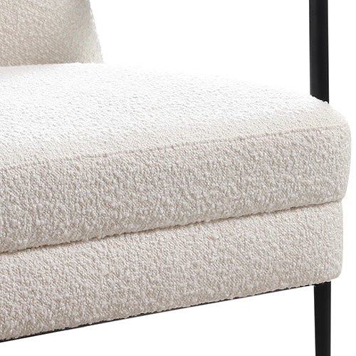 Denmark Arm Chair Polyester Fabric Upholstery Wooden Structure Solid Foam Black Metal Legs 6