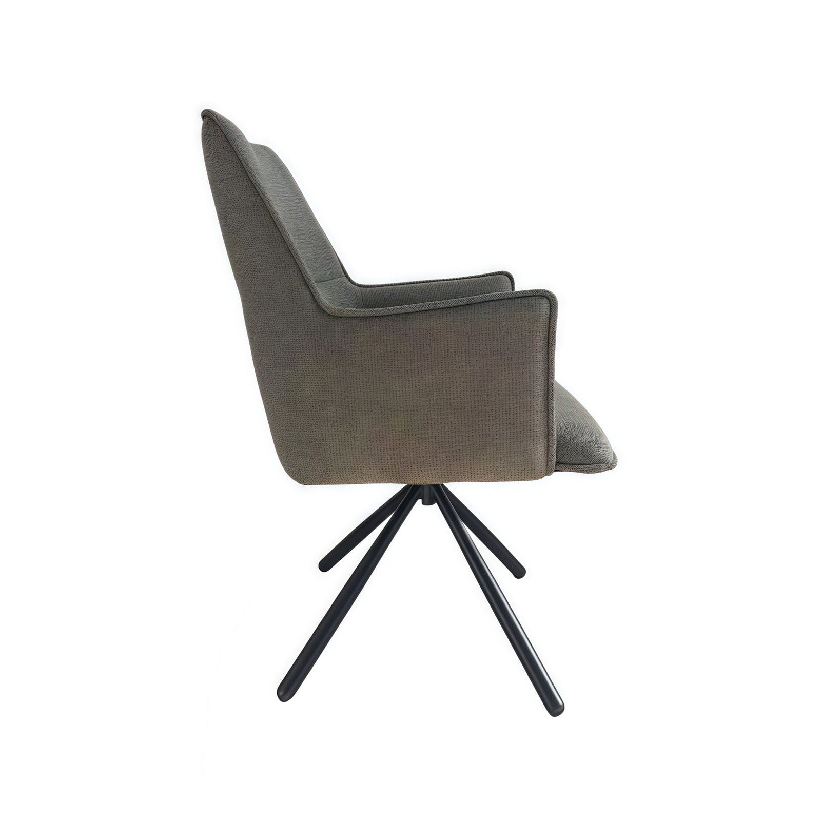 Dining Chair Green Linen Fabric Upholstered Seat Powder Coated Iron Legs 4