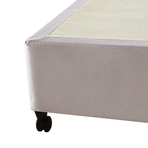 Mattress Base Ensemble Double Size Solid Wooden Slat in Beige with Removable Cover 5