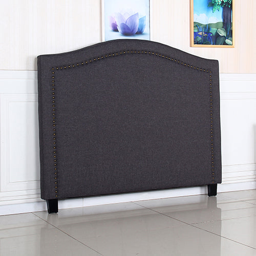 Bed Head Queen Size Charcoal Headboard with Curved Design Upholstery Linen Fabric 3