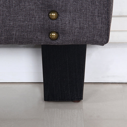 Bed Head Queen Size Charcoal Headboard with Curved Design Upholstery Linen Fabric 7