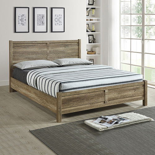 Queen Size Bed Frame Natural Wood like MDF in Oak Colour 7