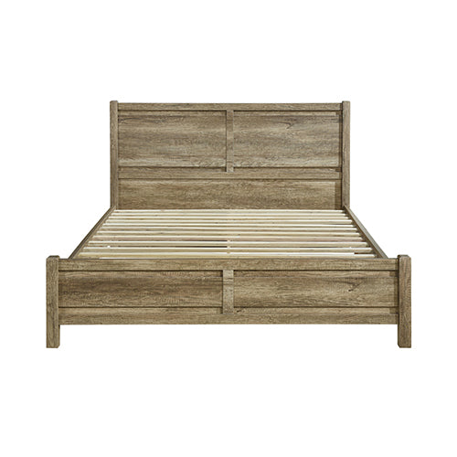 Queen Size Bed Frame Natural Wood like MDF in Oak Colour 3