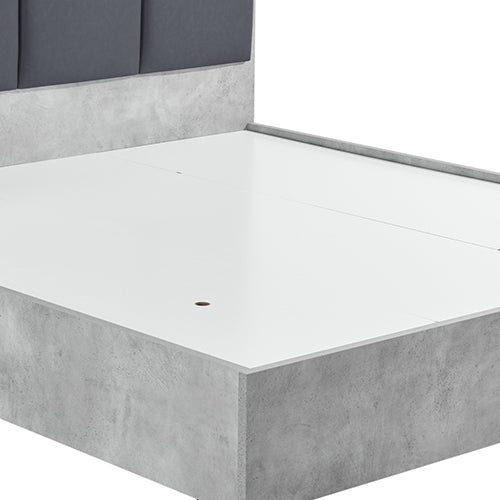 Queen Bed Frame Fabric Upholstery MDF in Cement Colour 4