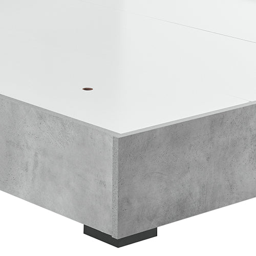 Queen Bed Frame Fabric Upholstery MDF in Cement Colour 5