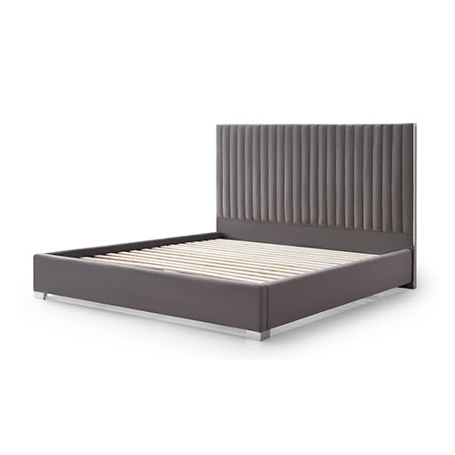 Hillsdale Bed Frame Polyester Fabric Padded Upholstery High Quality Slats Polished Stainless Steel Feet 4