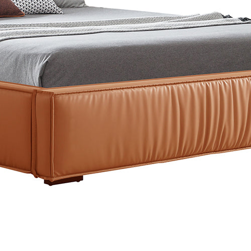Louis Queen Bed Frame PU leather KD Slat in Wooden Legs 5