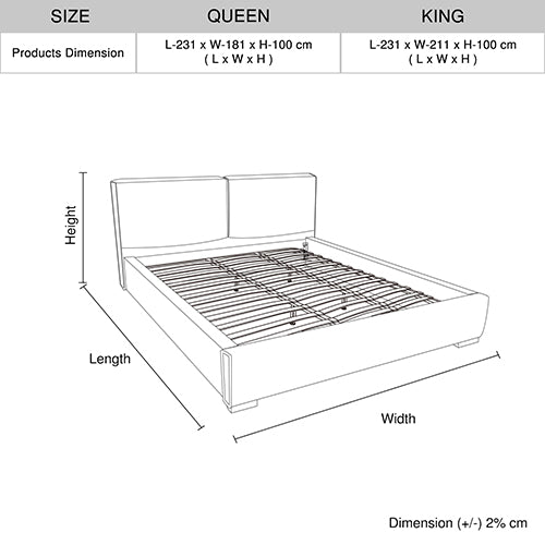 Louis Queen Bed Frame PU leather KD Slat in Wooden Legs 7