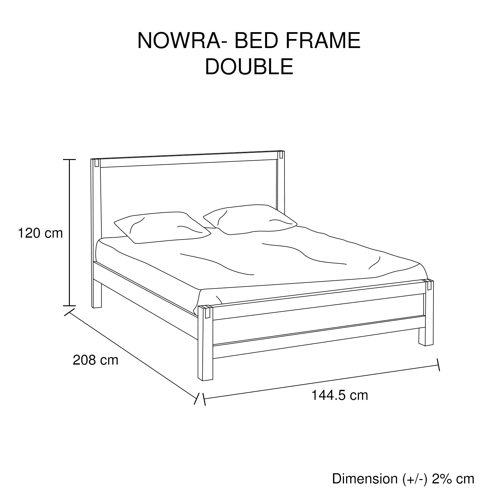 Bed Frame Double Size in Solid Wood Veneered Acacia Bedroom Timber Slat in Chocolate 11