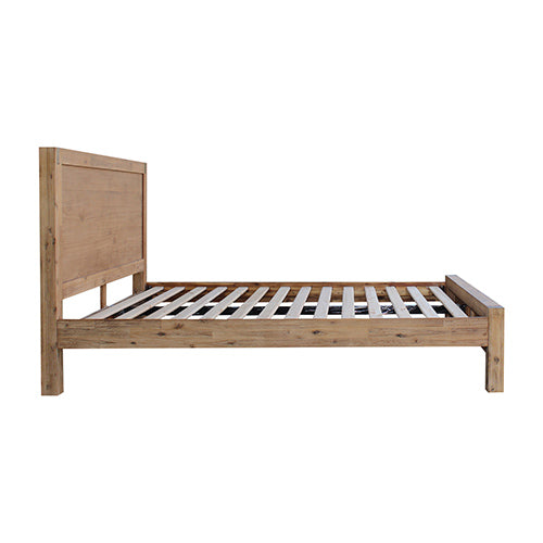 Bed Frame Double Size in Solid Wood Veneered Acacia Bedroom Timber Slat in Oak 4