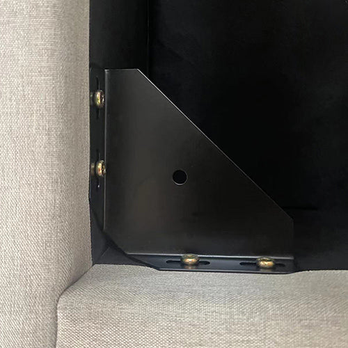 Veronica Bed Frame Double Size Winged Grey Linen Fabric Seam Grid Pattern with gas lift plywood metal structure 5