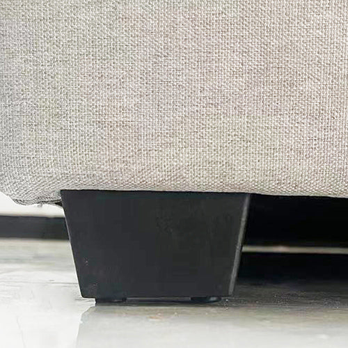 Veronica Bed Frame Double Size Winged Grey Linen Fabric Seam Grid Pattern with gas lift plywood metal structure 6