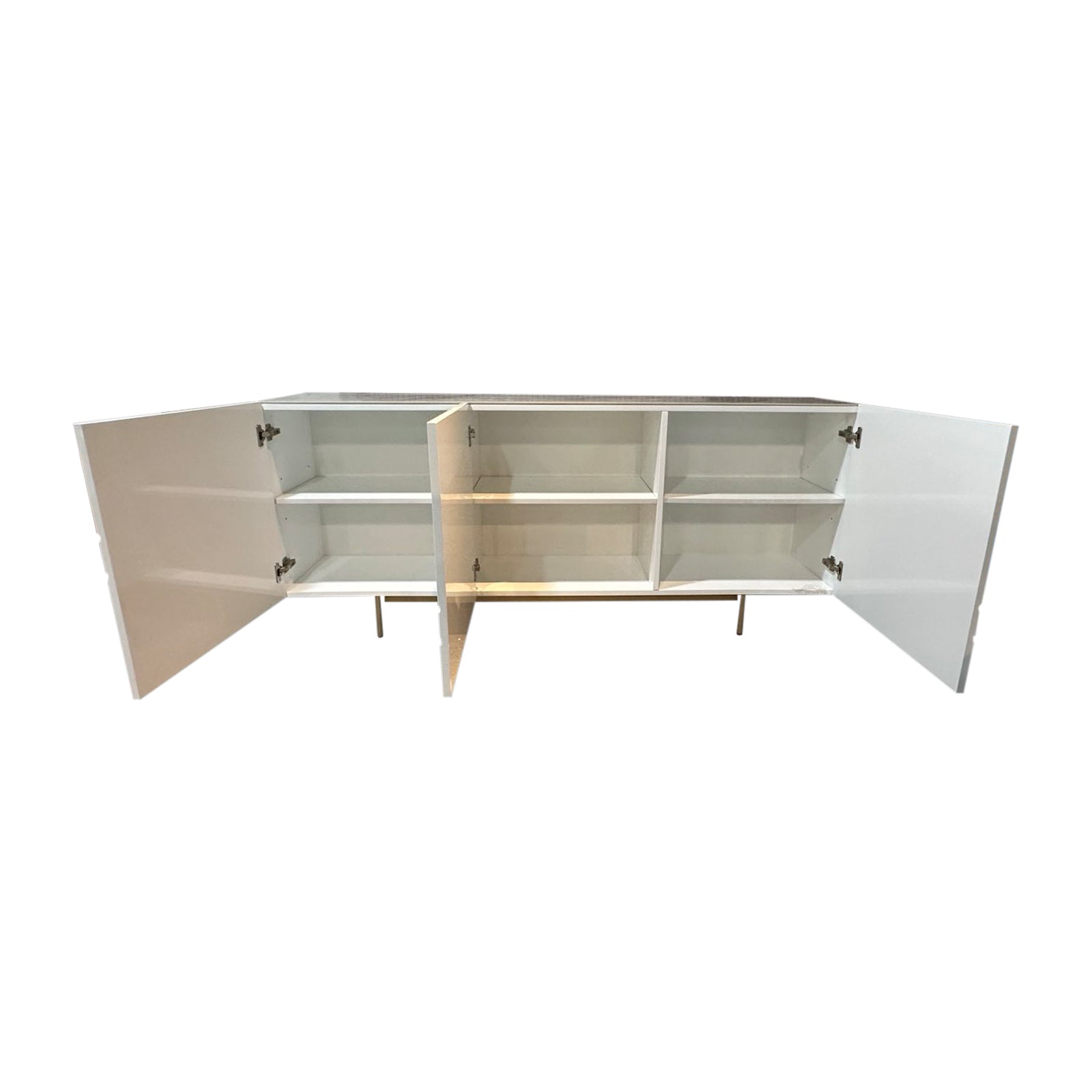 Buffet Sideboard Colour Ceramic Top MDF in Glossy White Gold Colour 3