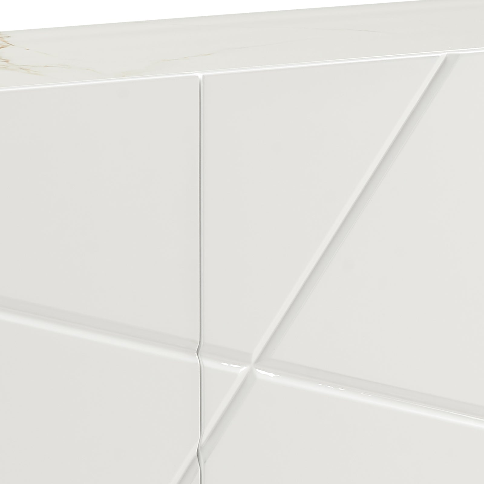 Buffet Sideboard Colour Ceramic Top MDF in Glossy White Gold Colour 5