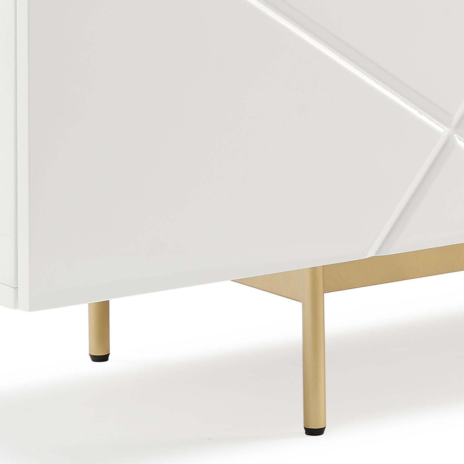 Buffet Sideboard Colour Ceramic Top MDF in Glossy White Gold Colour 6