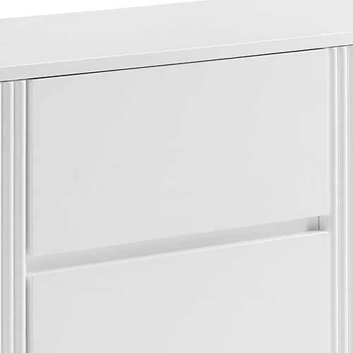 Buffet Ceramic Table Top MDF Cabinet Storage Stainless Steel In White 4