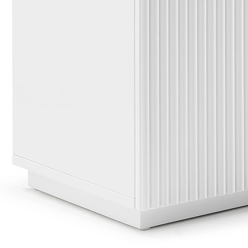 Buffet Ceramic Table Top MDF Cabinet Storage Stainless Steel In White 5