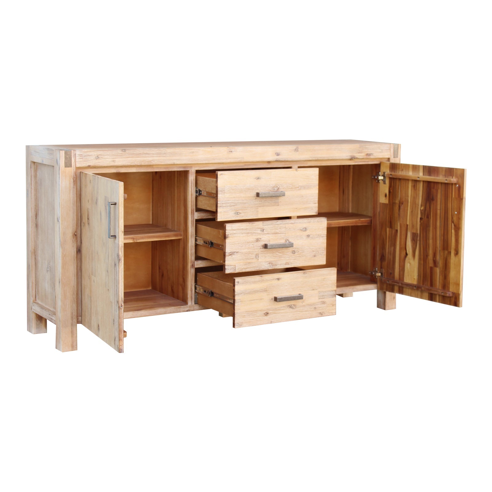 Buffet Sideboard in Oak Colour Constructed with Solid Acacia Wooden Frame Storage Cabinet with Drawers 4