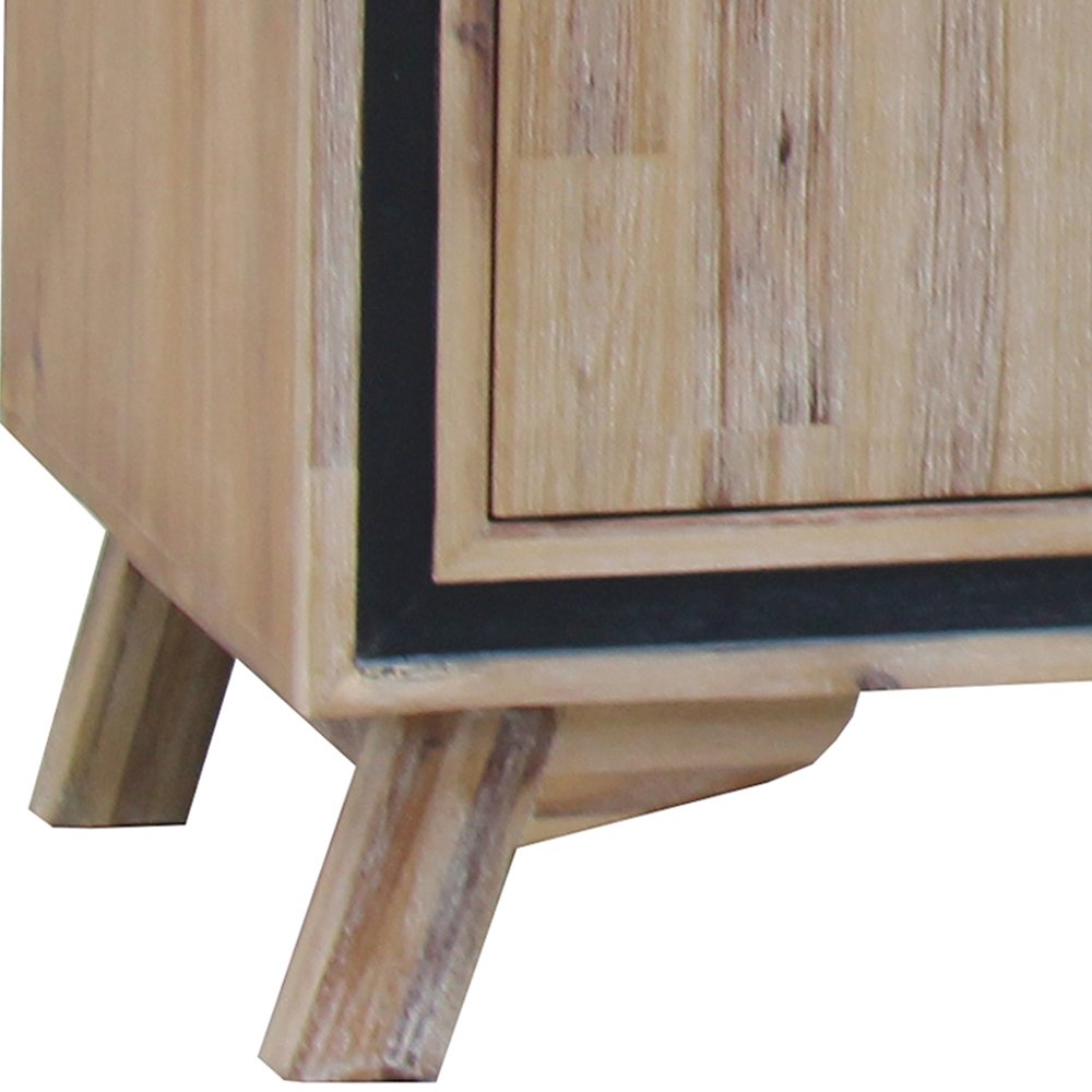 Buffet Sideboard in Silver Brush Colour with Solid Acacia & Veneer Wooden Frame Storage Cabinet with Drawers 4