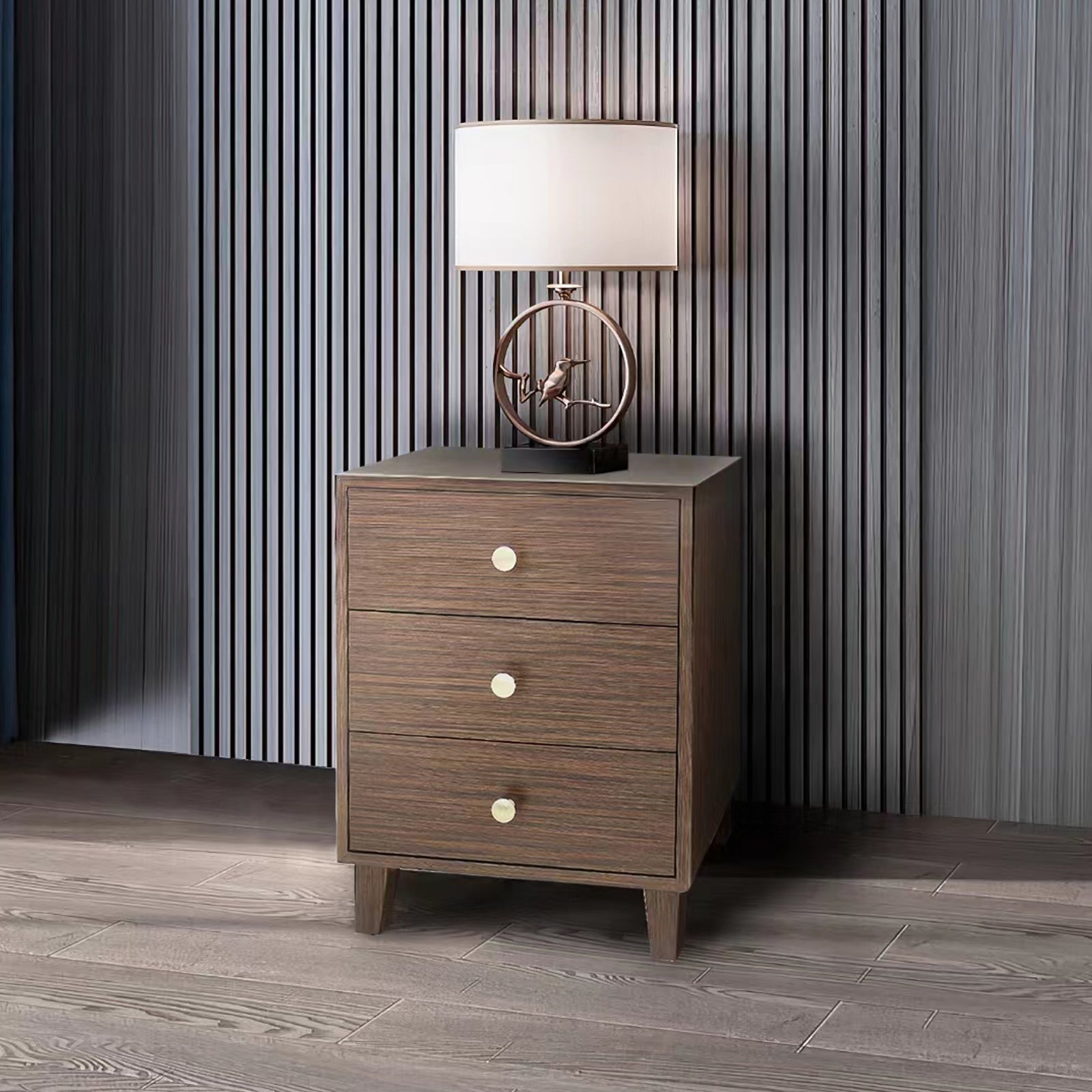 Bedside Table MDF 3 Drawers Side Table Night Stand Storage in Brown Colour