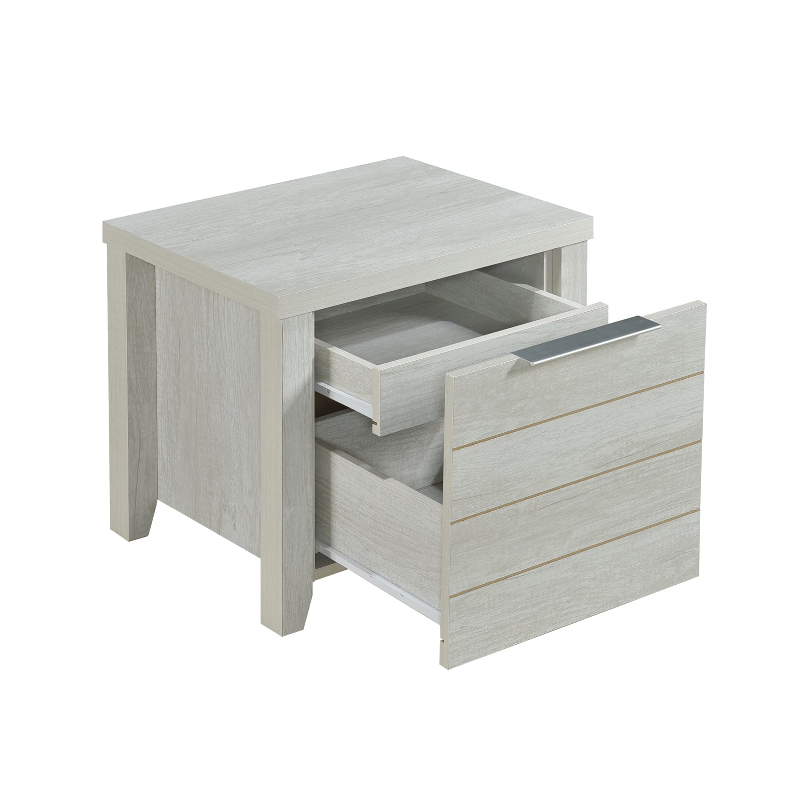 Bedside Table 2 drawers Storage Table Night Stand MDF in White Ash 3