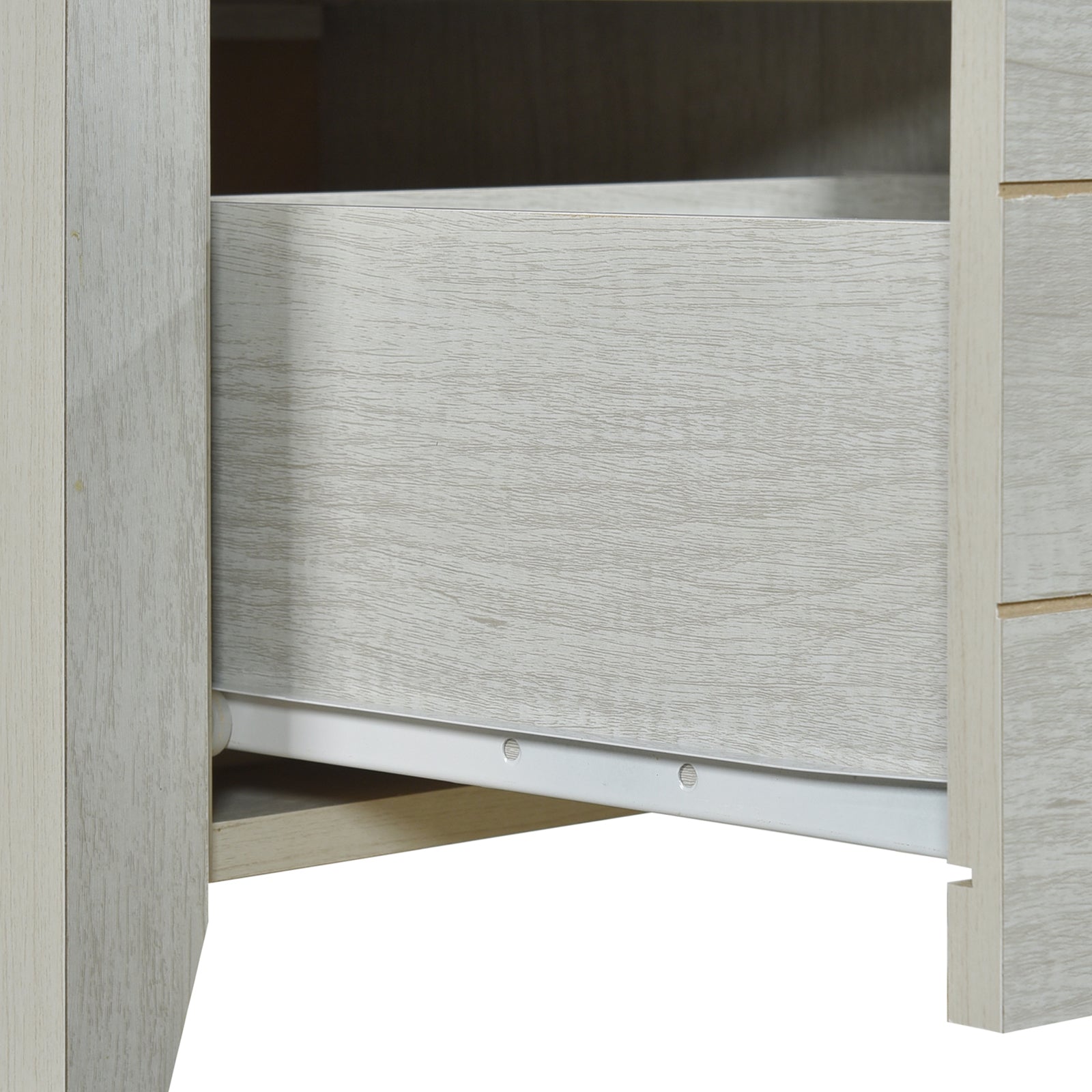 Bedside Table 2 drawers Storage Table Night Stand MDF in White Ash 6