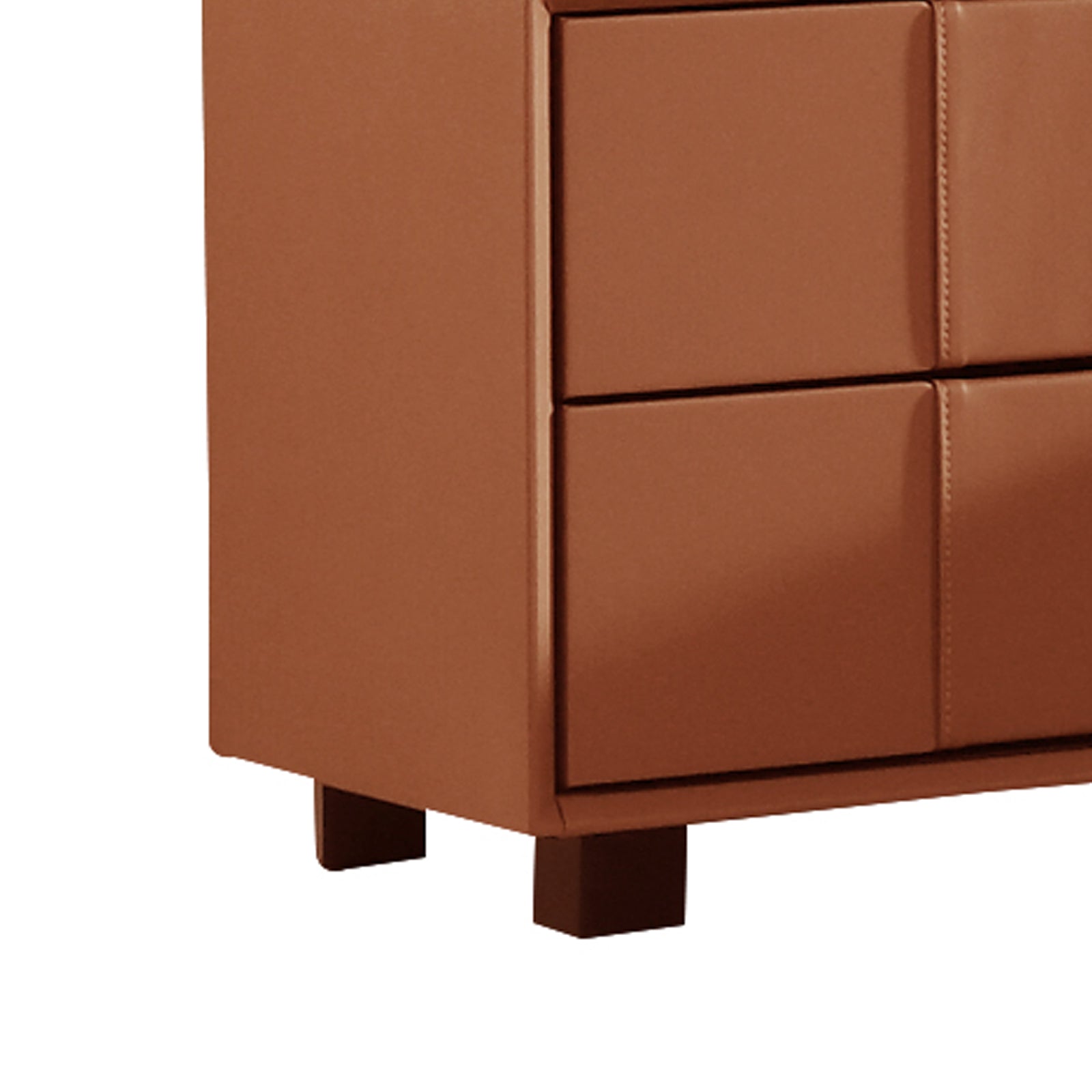 Louis Bedside Table MDF With PU Leather Wooden Legs 3