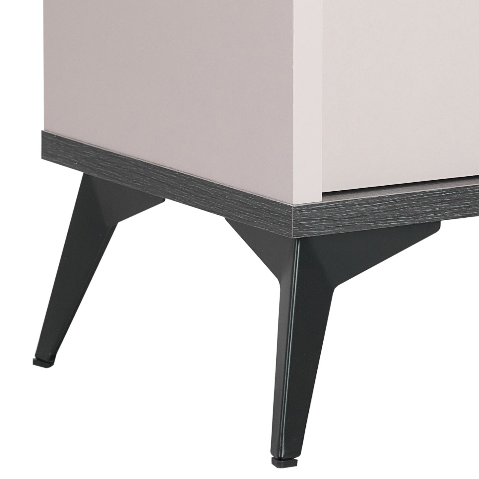 Bedside Table with 2 Storage Drawers MDF Combination of Champagne and Black Colour Nightstand 5