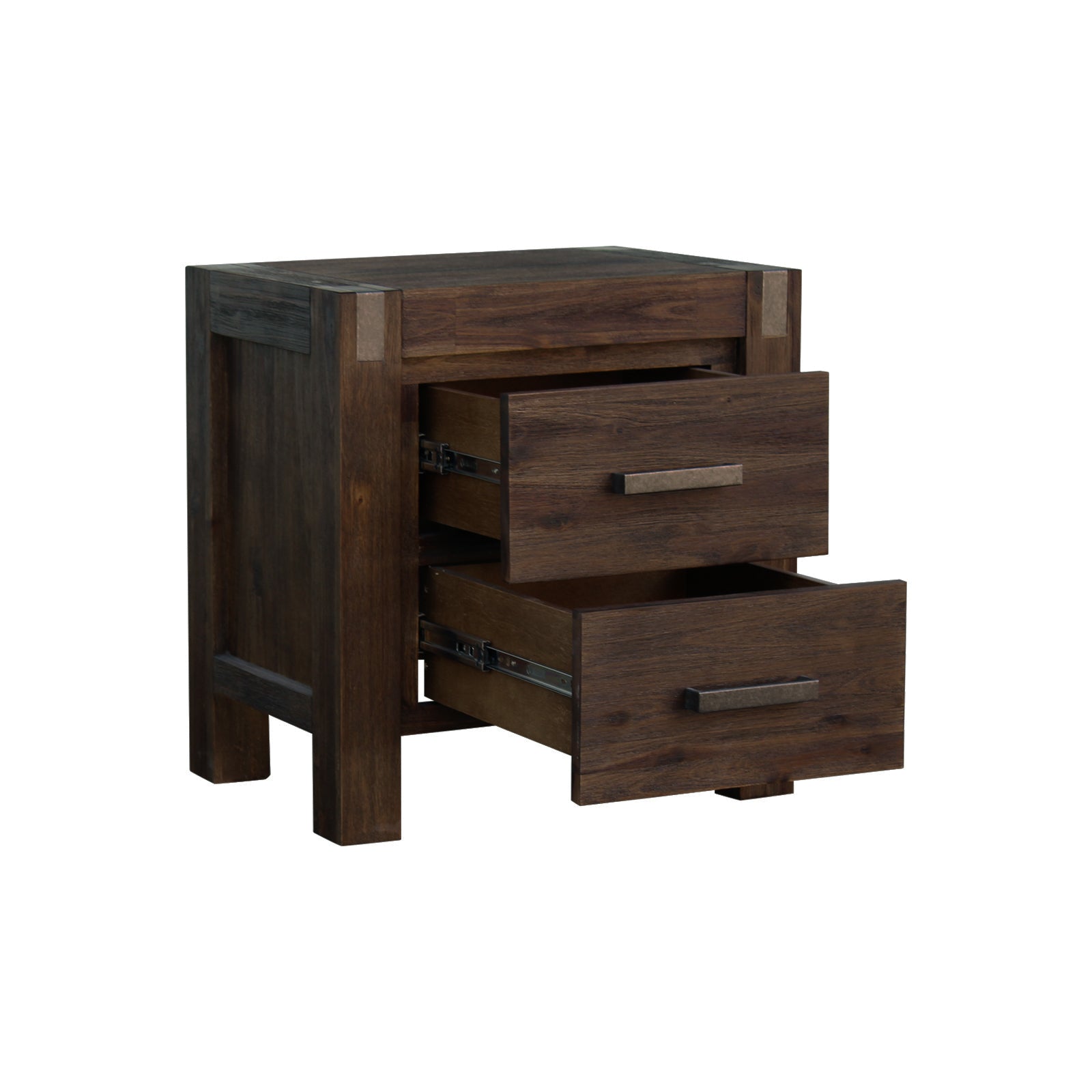 Bedside Table 2 drawers Night Stand Solid Wood Acacia Storage in Chocolate Colour 5