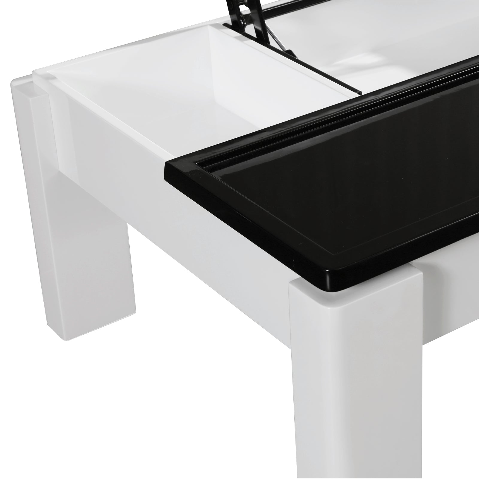 Coffee Table High Gloss Finish Lift Up Top MDF Black & White Colour Interior Storage 6