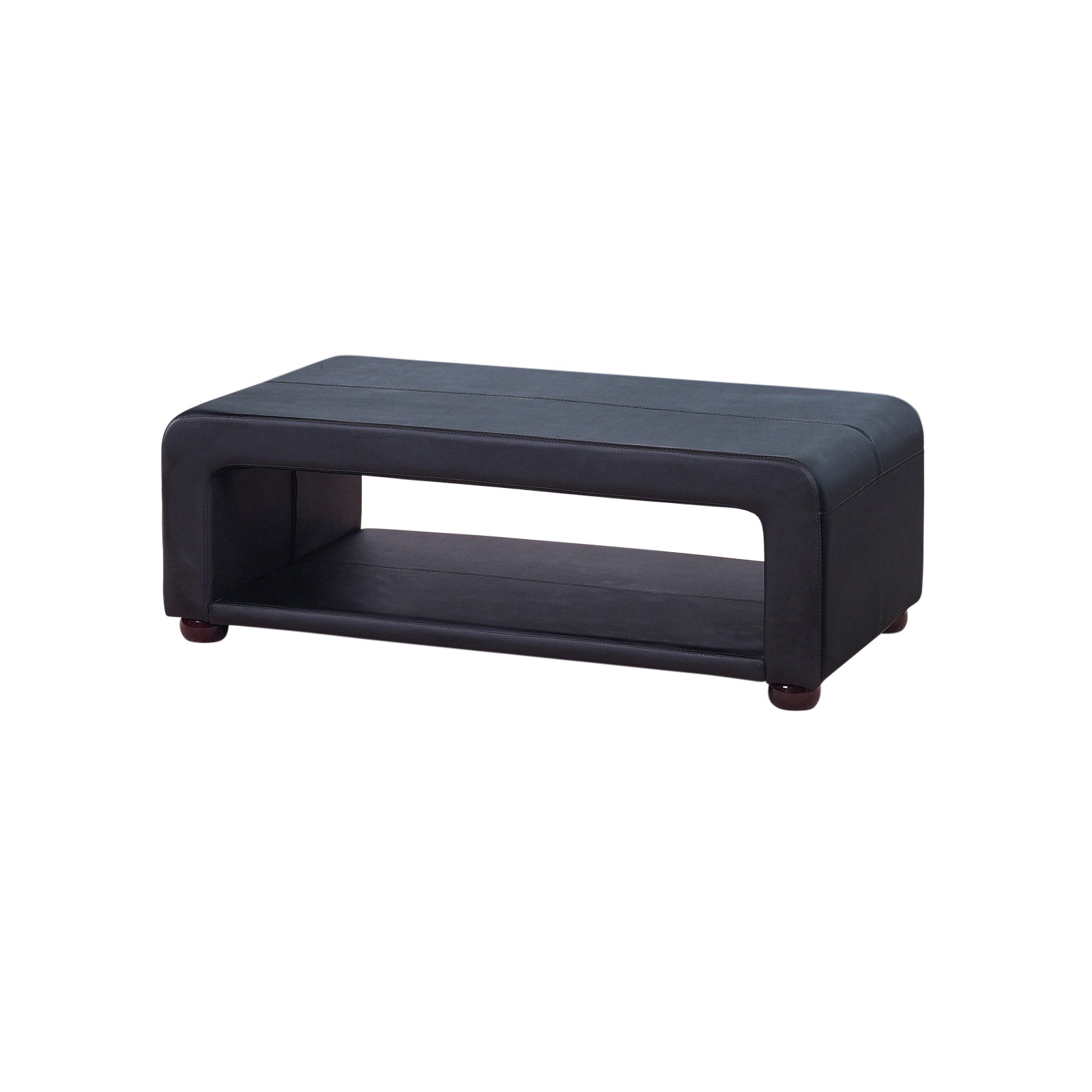 Coffee Table Upholstered PU Leather in Black Colour with open storage 3