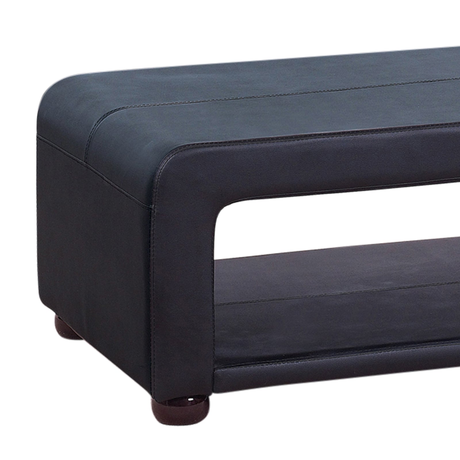 Coffee Table Upholstered PU Leather in Black Colour with open storage 4