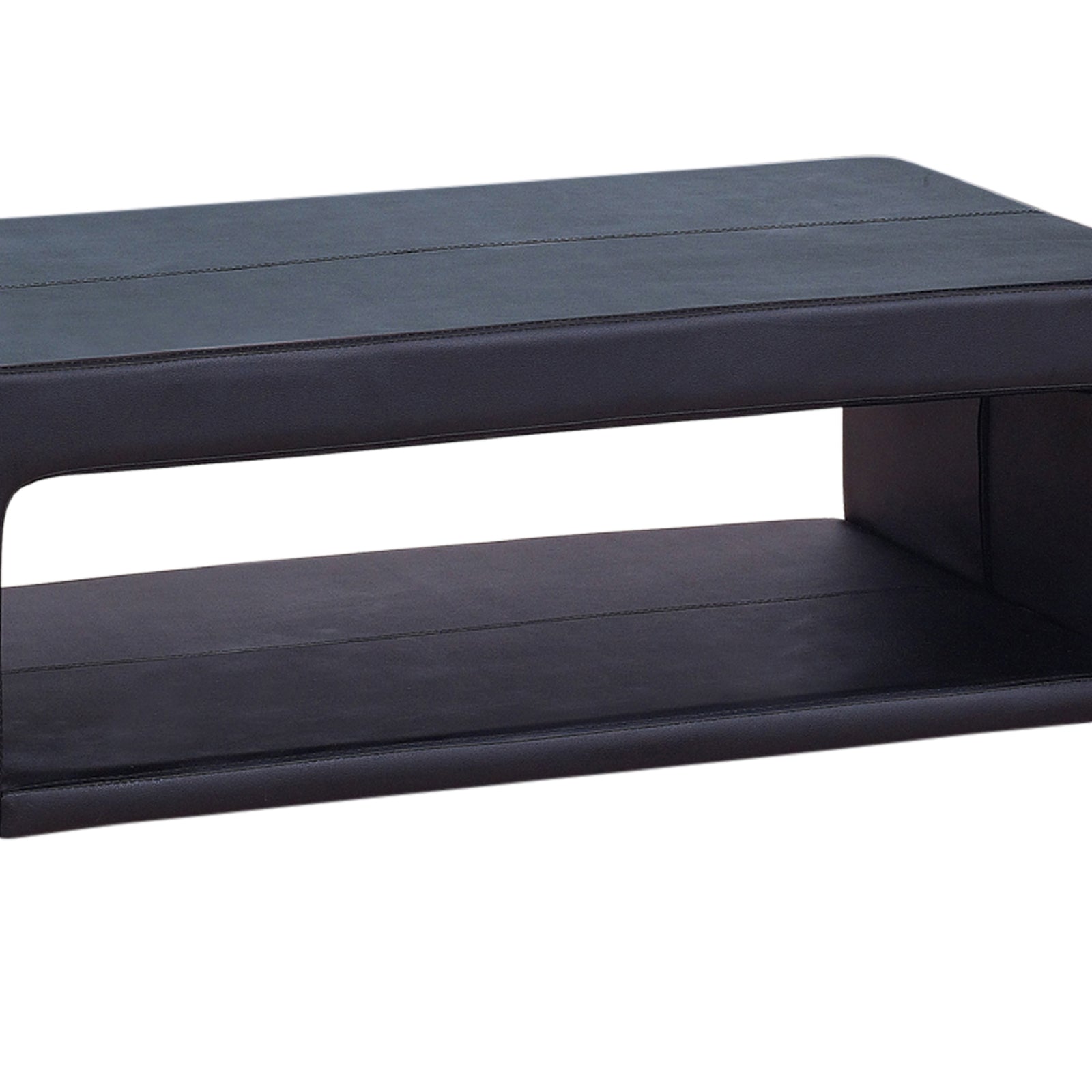 Coffee Table Upholstered PU Leather in Black Colour with open storage 5