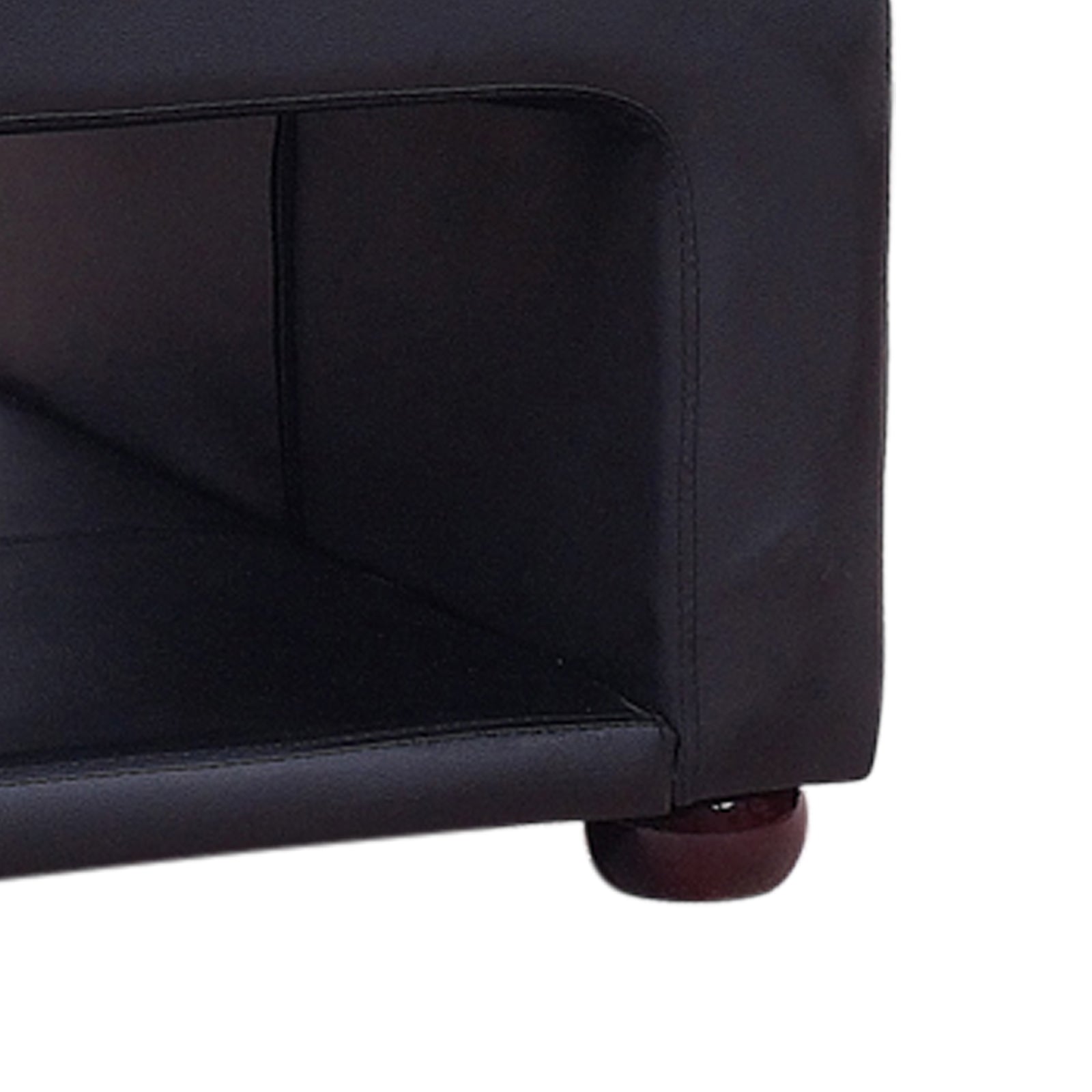 Coffee Table Upholstered PU Leather in Black Colour with open storage 6