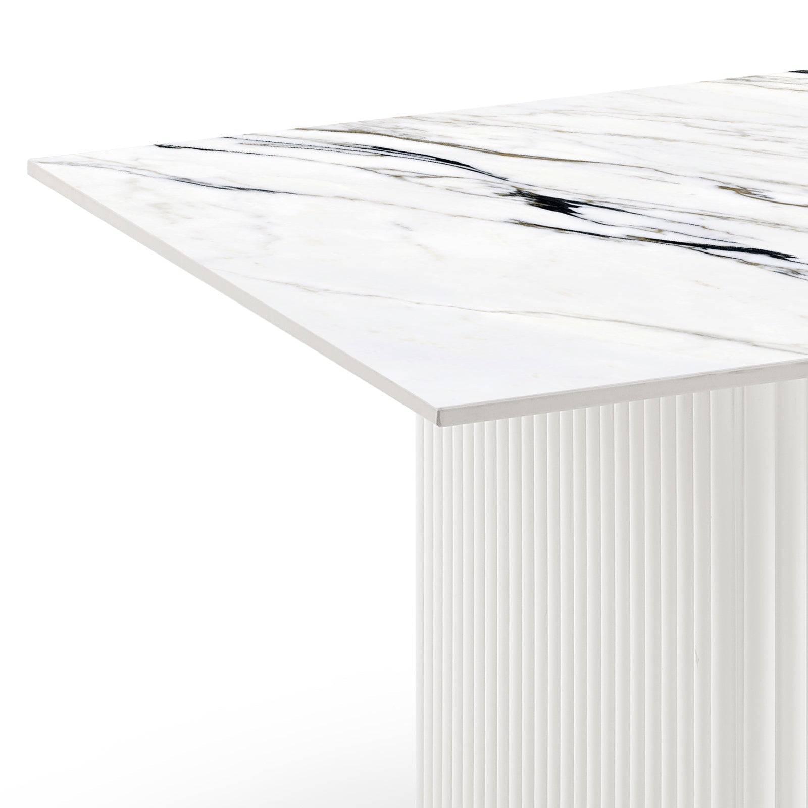 Coffee Table Sintered Stone Top MDF Table Base Glossy White 3