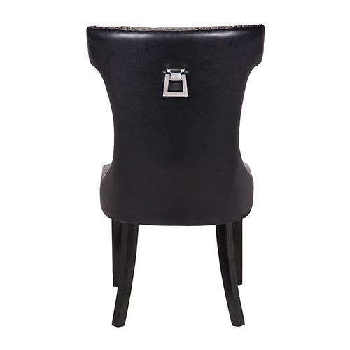 Century 2X Dining Chair Black Pu Wooden Legs 4