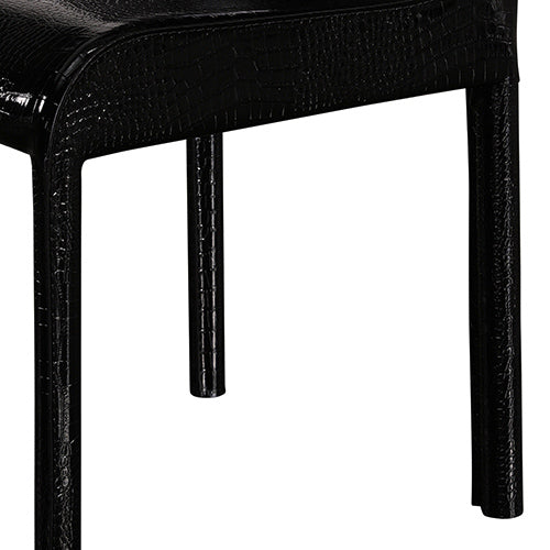 2x Steel Frame Black Leatherette Medium High Backrest Dining Chairs with Wooden legs 5